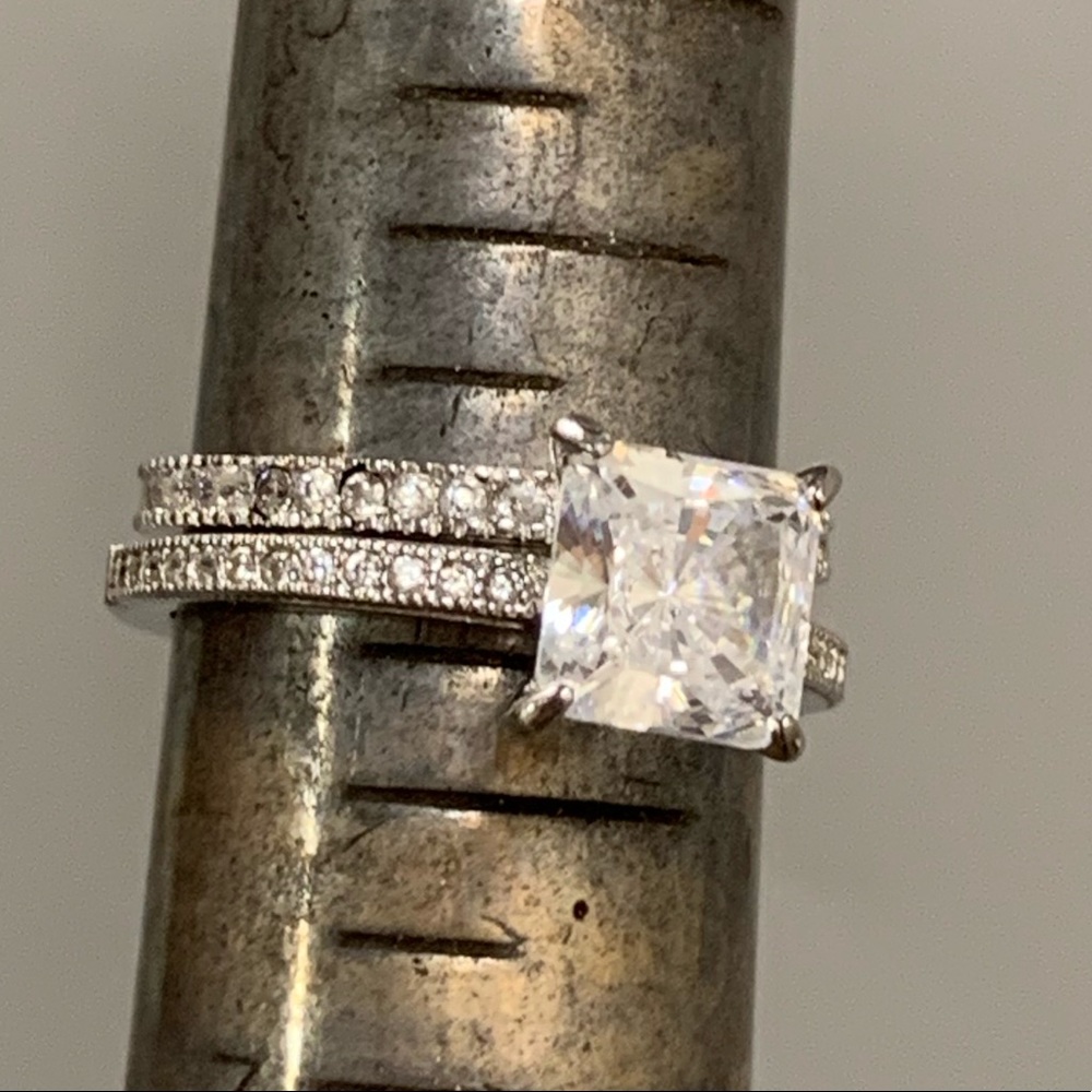 Sterling silver Eternity Engagement Ring & Band - Picture 8 of 8